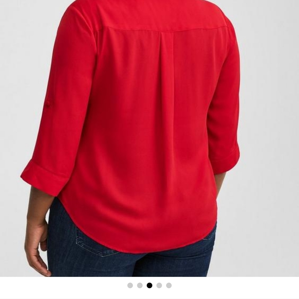 Torrid NWT Size 4 Harper Georgette 3/4 Sleeve Women's Red Blouse - Picture 3 of 7